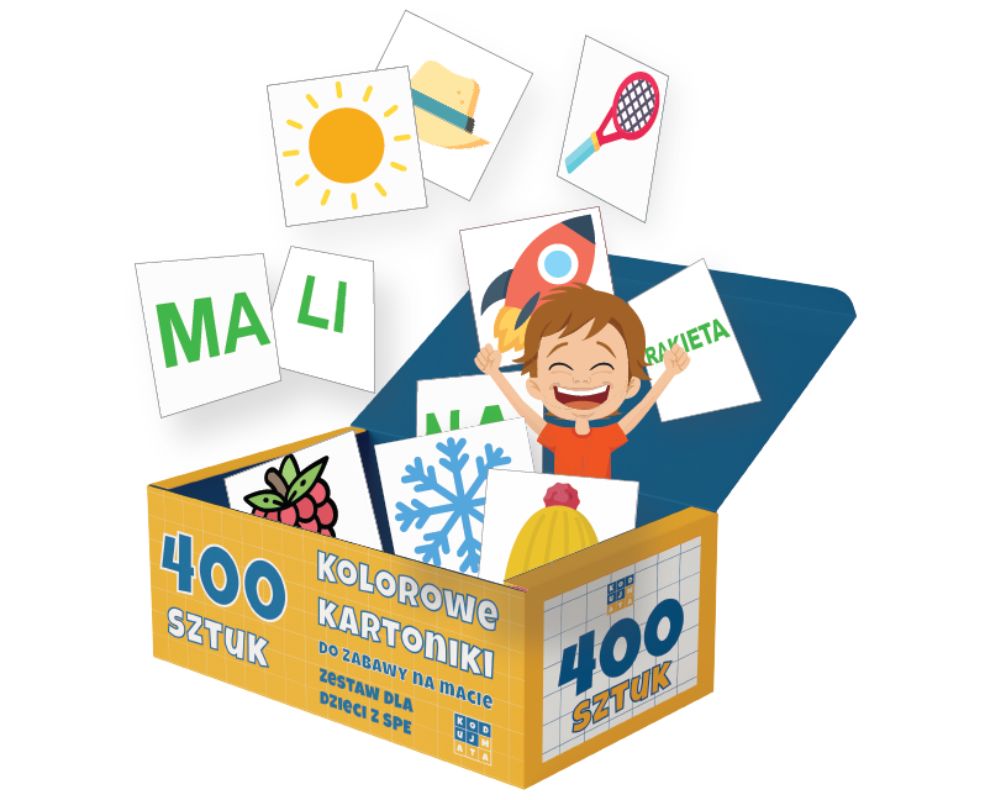 Kartoniki edukacyjne do niebieskiej KodujMaty — 400 elementów dla dzieci ze specjalnymi potrzebami edukacyjnymi