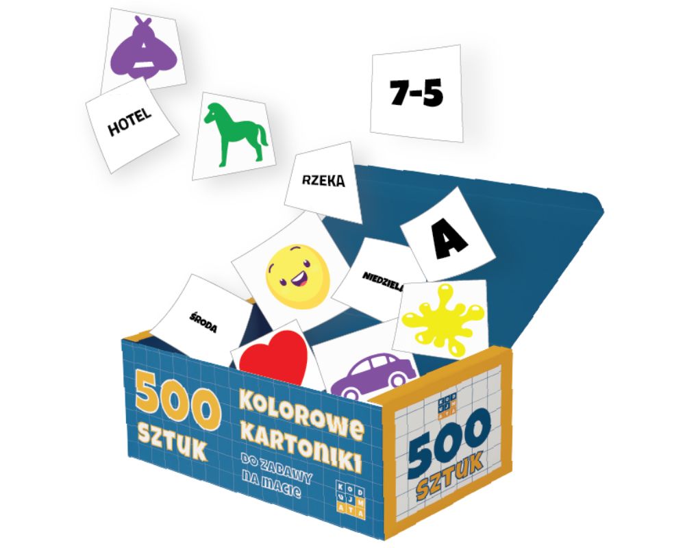 Kartoniki edukacyjne do pomarańczowej KodujMaty - 500 elementów