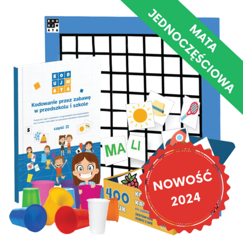 KodujMata — pełny zestaw niebieski z jednoczęściową matą (duża mata z 400 kartami i kubeczkami) dla dzieci ze specjalnymi potrzebami edukacyjnymi wraz z podręcznikiem